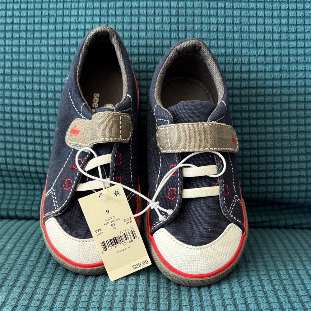 See Kai Run Navy and Red Kids Sneakers